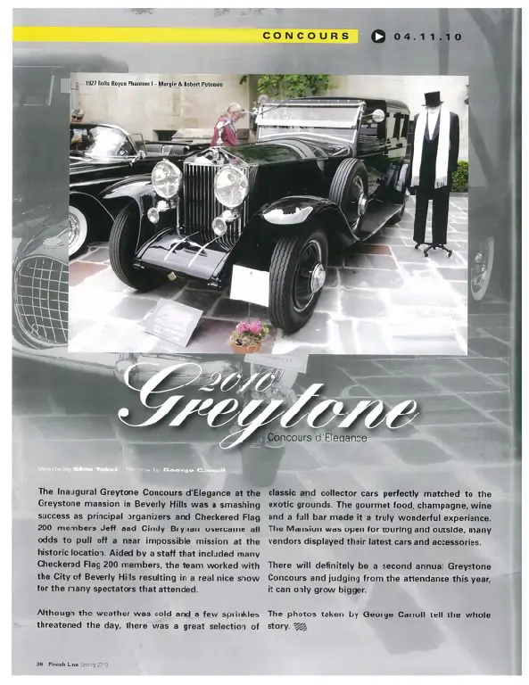A poster of an old car and the words " to greytone ".