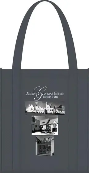 A bag with the words " dominion greystone estates " on it.