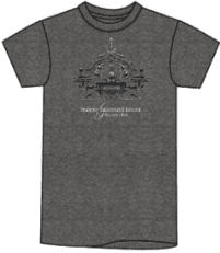 A gray t-shirt with an image of a tree.