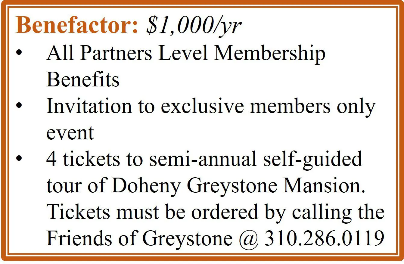 A description of the benefits and incentives offered by doheny greystone mansion.