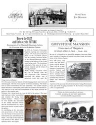 A newspaper with an article about the greystone mansion.