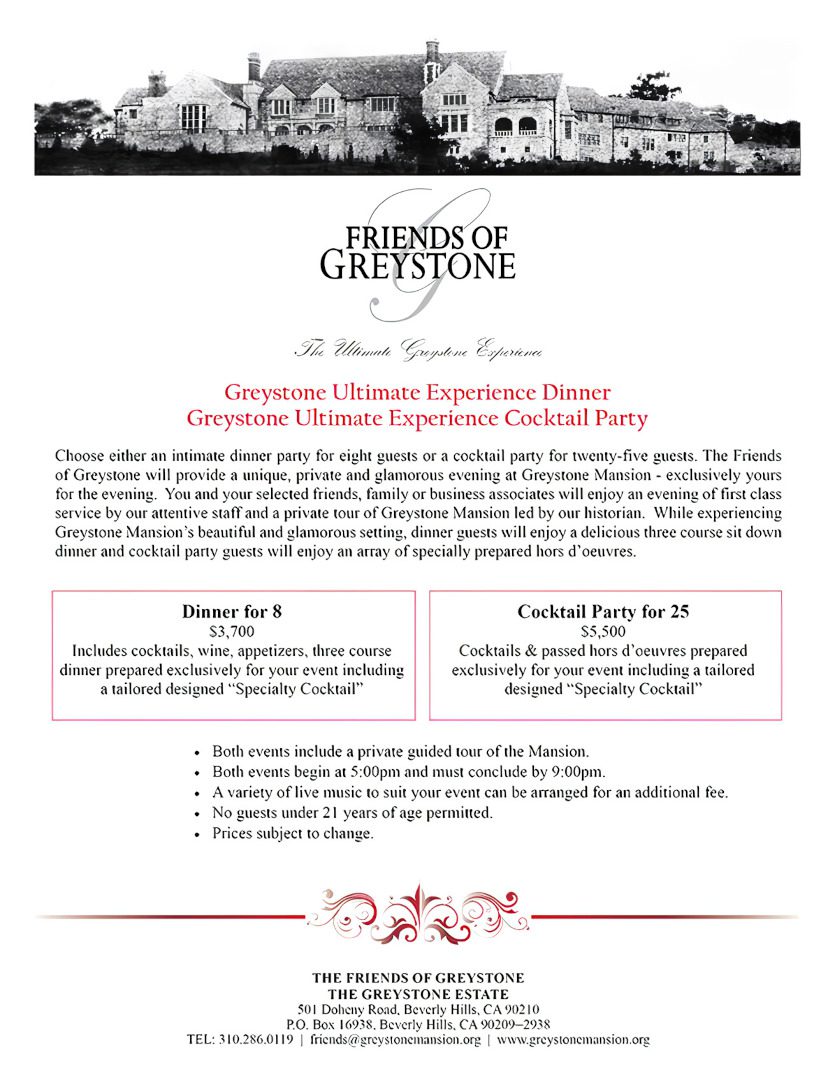 A flyer for the friends of greystone event.