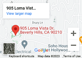 A map of the area with directions to 9 0 5 loma vista dr.